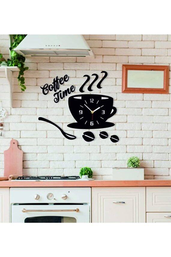 3d Wooden Coffee Cup With Coffee Beans And Spoon Home Wall Clock