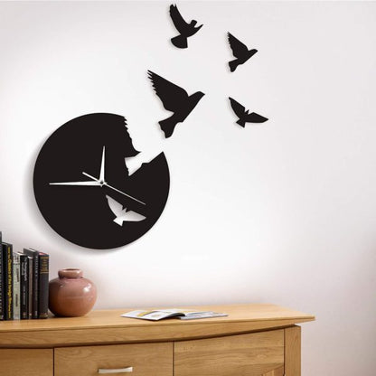 3d Wooden Coffee Cup With Coffee Beans And Spoon Home Wall Clock