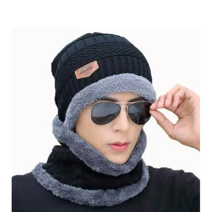 Head & Neck Cap Beanies Combo – Woolen Winter Beanie Cap With Neck Warmer Muffler For Men And Women ₨425