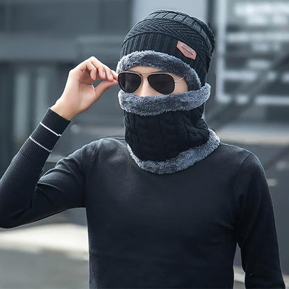 Head & Neck Cap Beanies Combo – Woolen Winter Beanie Cap With Neck Warmer Muffler For Men And Women ₨425