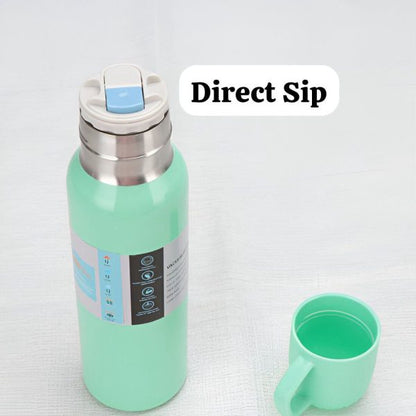 New Shape Vacuum Flask Stainless Steel Bottle With 2 Cups And Gift Box 550 Ml (random Color)