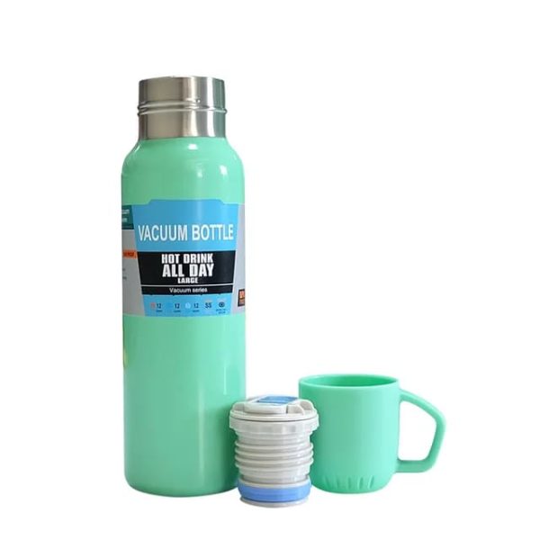 New Shape Vacuum Flask Stainless Steel Bottle With 2 Cups And Gift Box 550 Ml (random Color)